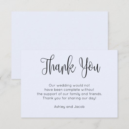 Moderne kalligrafie. Eenvoudig script blauwe bruil Bedankkaart (Voorkant / Achterkant)