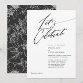 Moderne kalligrafie Eenvoudig zwart-wit huwelijk Kaart (Voorkant / Achterkant)