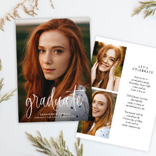 Moderne kalligrafie Eenvoudige 3 foto afstudeerfee Kaart