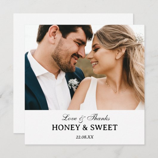 Moderne kalligrafie Eenvoudige aangepaste bruiloft Bedankkaart (Voorkant / Achterkant)
