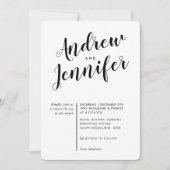 MODERNE KALLIGRAFIE eenvoudige bruiloft zwart wit Kaart (Voorkant)