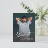 Moderne kalligrafie Eenvoudige foto afstuderen Briefkaart (Staand voorkant)