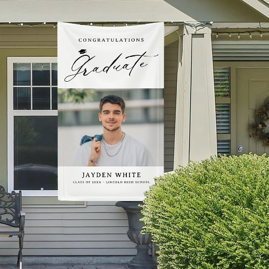 Moderne kalligrafie Eenvoudige foto Graduation Par Spandoek