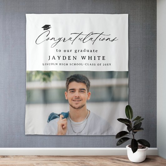 Moderne kalligrafie Eenvoudige foto Graduation Par Wandkleed