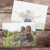 Moderne kalligrafie Eenvoudige foto Trendy QR-code Save The Date