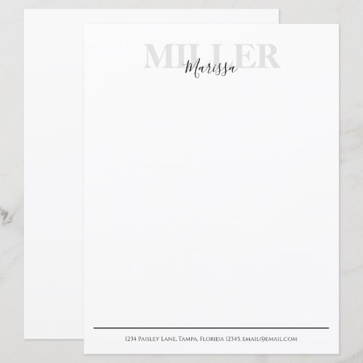 Moderne kalligrafie Eenvoudige monogram naam (Voorkant / Achterkant)