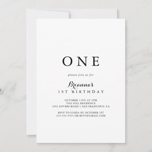 Moderne kalligrafie Eerste verjaardagsfeestje Kaart (Voorkant)