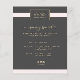 Moderne kalligrafie Elegant Gold Blush Pink & Grey Flyer