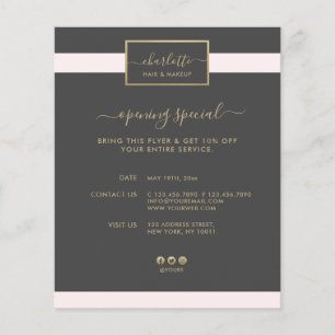 Moderne kalligrafie Elegant Gold Blush Pink & Grey Flyer