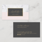 Moderne kalligrafie Elegant Gold Blush Pink & Grey Visitekaartje (Voorkant / Achterkant)