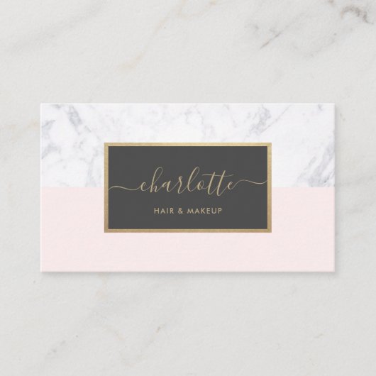 Moderne kalligrafie Elegant Gold Blush Pink & Grey Visitekaartje (Voorkant)