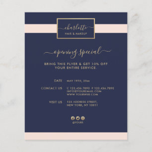 Moderne kalligrafie Elegant Gold Pink & Midnight B Flyer