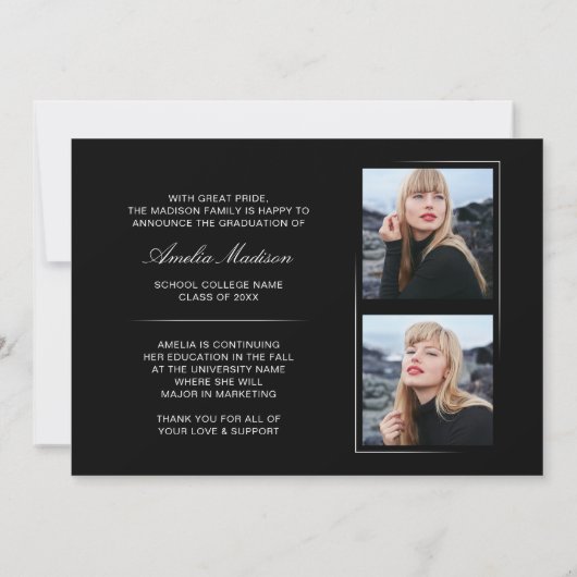 Moderne kalligrafie Elegant inkt Script 3 Foto Afs Aankondiging (Achterkant)