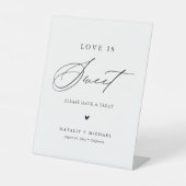 Moderne kalligrafie Elegant Wedding Dessert Table Reclamebord Met Voetstuk (Voorkant)