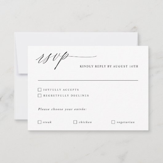 Moderne kalligrafie Elegant Wedding Romantic RSVP Kaartje (Voorkant)