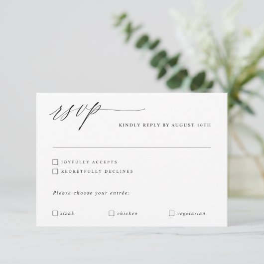Moderne kalligrafie Elegant Wedding Romantic RSVP Kaartje (Staand voorkant)