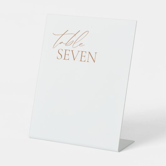 Moderne kalligrafie Elegant Wedding Table Number Reclamebord Met Voetstuk (Voorkant)