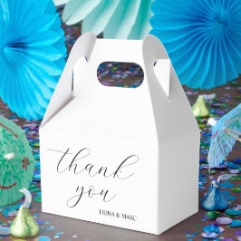 Moderne kalligrafie elegante bruiloft gunst box bedankdoosjes