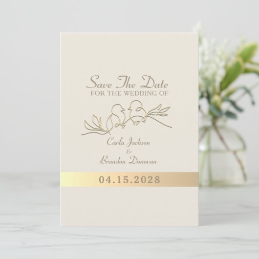 Moderne kalligrafie Elegante gouden bruiloft Save The Date (Staand voorkant)