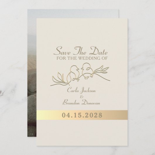 Moderne kalligrafie Elegante gouden bruiloft Save The Date (Voorkant / Achterkant)
