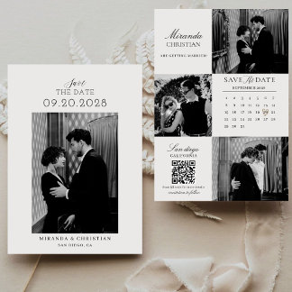Moderne kalligrafie Elegante kalender foto bruilof Save The Date