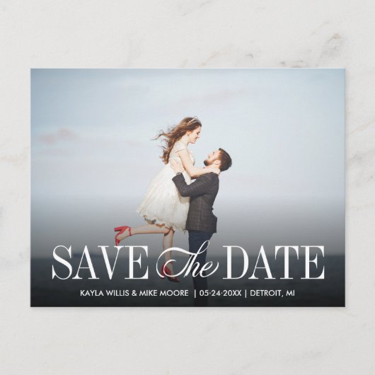 Moderne kalligrafie elegante landschapsfoto bruilo aankondigingskaart (Voorkant)