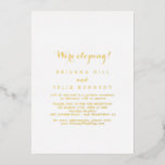 Moderne kalligrafie Elopement Reception Gold Folie Uitnodiging<br><div class="desc">Deze moderne uitnodiging tot folie voor de ontwikkeling van de calligrafie is perfect voor een partij voor duurzame ontwikkeling. Het eenvoudige en elegante ontwerp kenmerkt klassieke en fancy manuscripttypografie in gouden folie.</div>