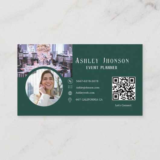 Moderne kalligrafie Event Planner Designer Visitekaartje (Achterkant)