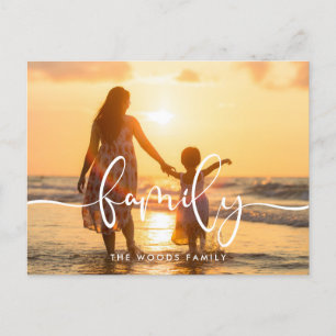 Moderne kalligrafie familie fotovakantie briefkaart