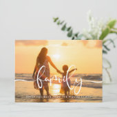 Moderne kalligrafie Familiefoto Kerstmis Feestdagenkaart (Staand voorkant)