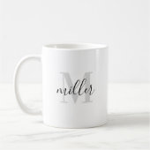 Moderne kalligrafie familienaam monogram koffiemok (Links)