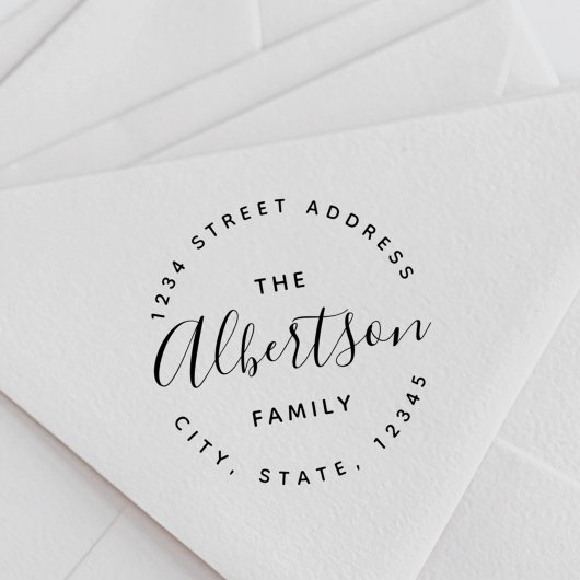 Moderne kalligrafie familienaam retouradres rubberstempel