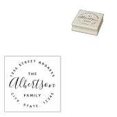 Moderne kalligrafie familienaam retouradres rubberstempel (Gestempeld)