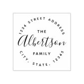 Moderne kalligrafie familienaam retouradres rubberstempel (Afrduk)