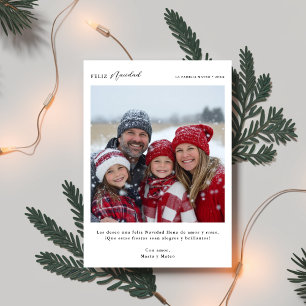 Moderne kalligrafie Feliz Navidad Kerstfoto Feestdagenkaart