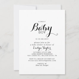 Moderne kalligrafie Formele babyjongen douche Kaart