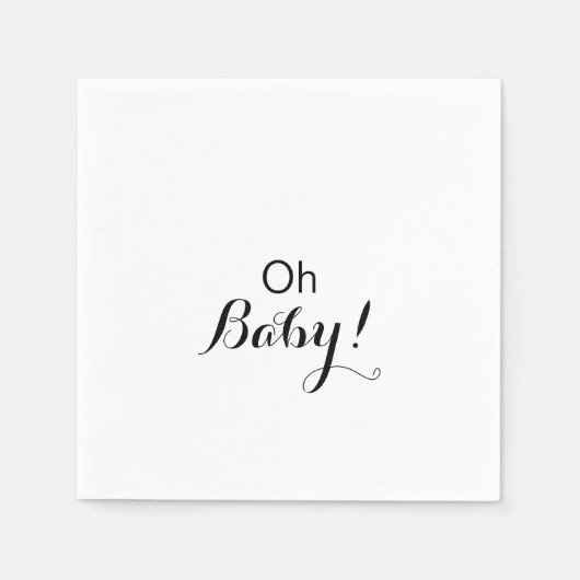 Moderne kalligrafie Formele Oh Baby shower Servet (Voorkant)