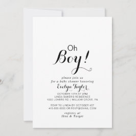 Moderne kalligrafie Formele Oh Boy Baby shower Kaart