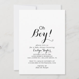 Moderne kalligrafie Formele Oh Boy Baby shower Kaart