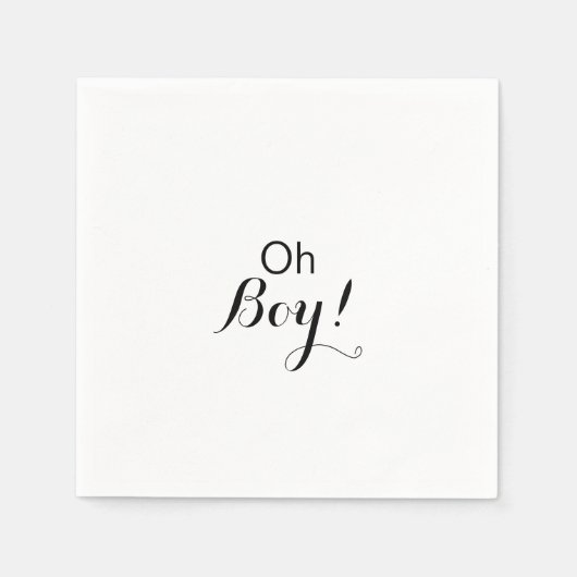 Moderne kalligrafie Formele Oh Boy Baby shower Servet (Voorkant)