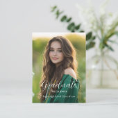 Moderne kalligrafie foto afstudeeruitnodiging briefkaart (Staand voorkant)