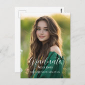 Moderne kalligrafie foto afstudeeruitnodiging briefkaart (Voorkant / Achterkant)