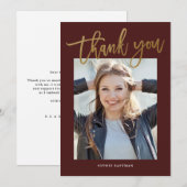 Moderne kalligrafie Foto Afstuderen Bedankkaart (Voorkant / Achterkant)