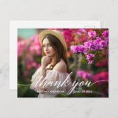 Moderne kalligrafie Foto Afstuderen Bedankt Briefkaart (Voorkant / Achterkant)