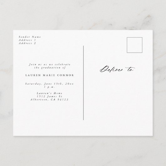 Moderne kalligrafie Foto Afstuderen Briefkaart (Achterkant)