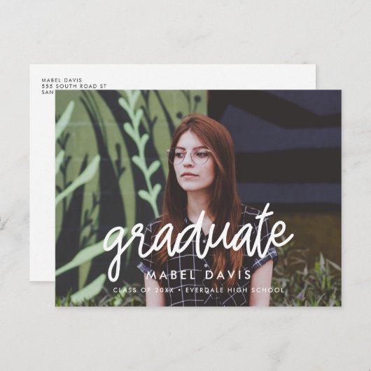 Moderne kalligrafie Foto afstuderen Briefkaart (Voorkant / Achterkant)
