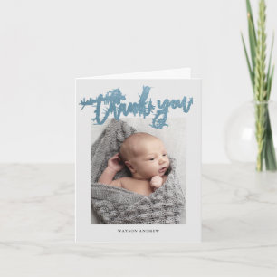 Moderne kalligrafie foto baby bedankkaart