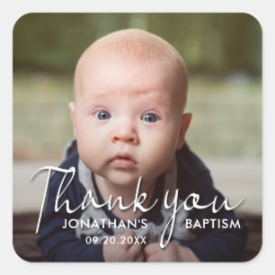 Moderne kalligrafie Foto Baptisme Hartelijk dank Vierkante Sticker