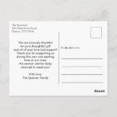 Moderne kalligrafie foto bedankt voor babyjongen briefkaart (Achterkant)