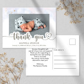Moderne kalligrafie foto bedankt voor jongen baby briefkaart